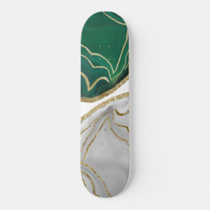 Yin Yang Emerald White Agate Gold Glam #1 #gem  Skateboard