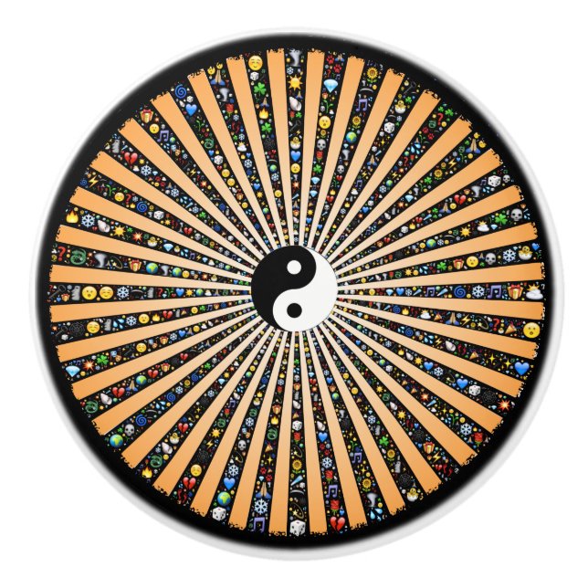 Yin Yang Emoji Ceramic Knob (Front)