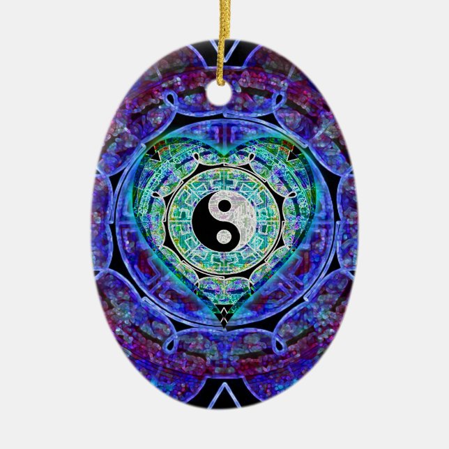 Yin Yang Energy Flow Ceramic Ornament (Front)