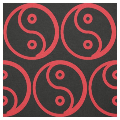 Yin Yang Fabric - Black, Red