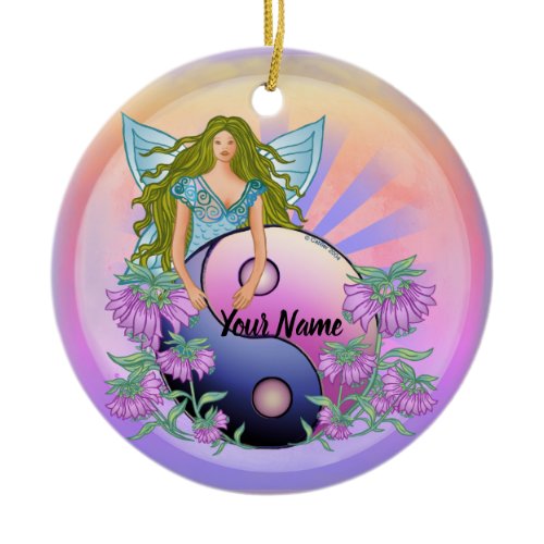 Yin Yang  fairy  Ceramic Ornament