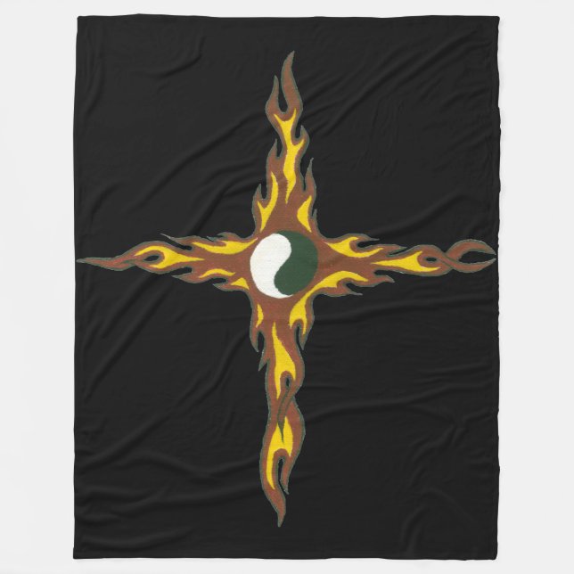 Yin Yang Fire Cross Fleece Blanket (Front)