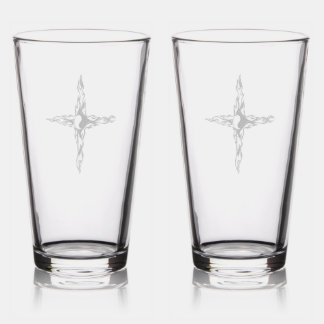 Yin Yang Fire Cross Pint Glass