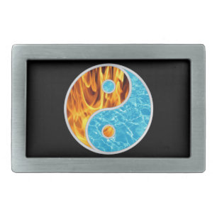 YIN-YANG FIRE WATER RECTANGULAR BELT BUCKLE