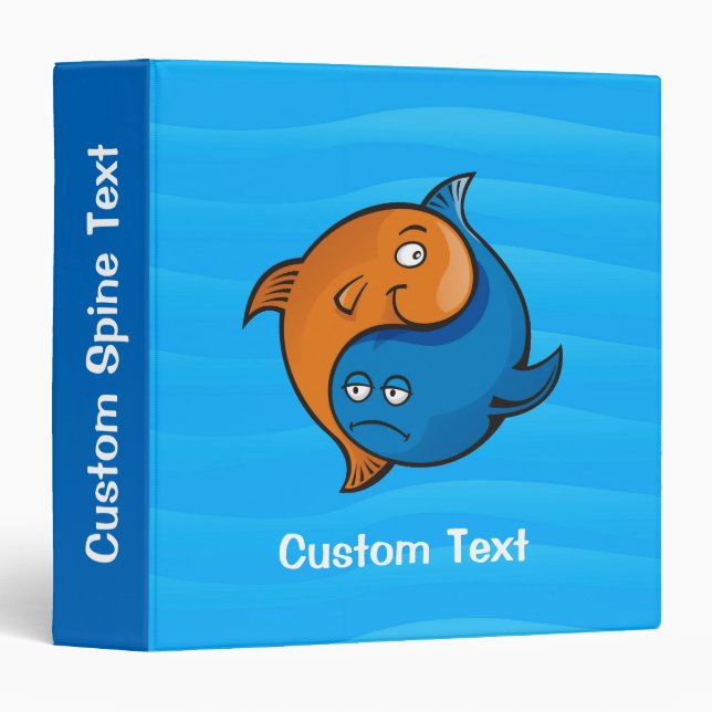 Yin Yang Fish Cartoon 3 Ring Binder (Front/Spine)