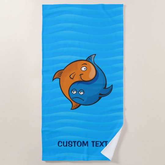 Yin Yang Fish Cartoon Beach Towel