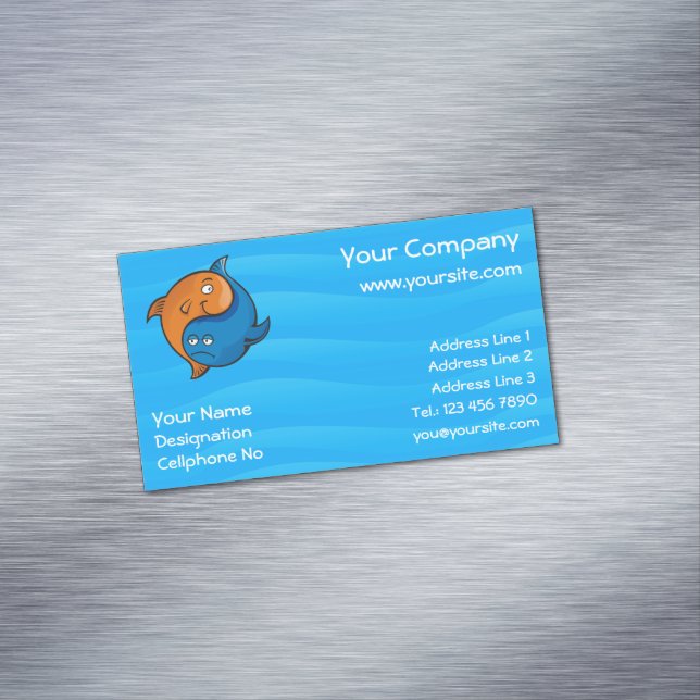 Yin Yang Fish Cartoon Business Card Magnet (In Situ)