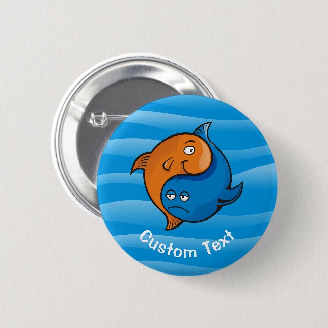 Yin Yang Fish Cartoon Button (Front & Back)