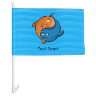 Yin Yang Fish Cartoon Car Flag