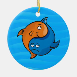 Yin Yang Fish Cartoon Ceramic Ornament