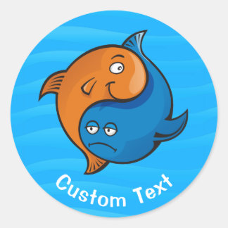 Yin Yang Fish Cartoon Classic Round Sticker