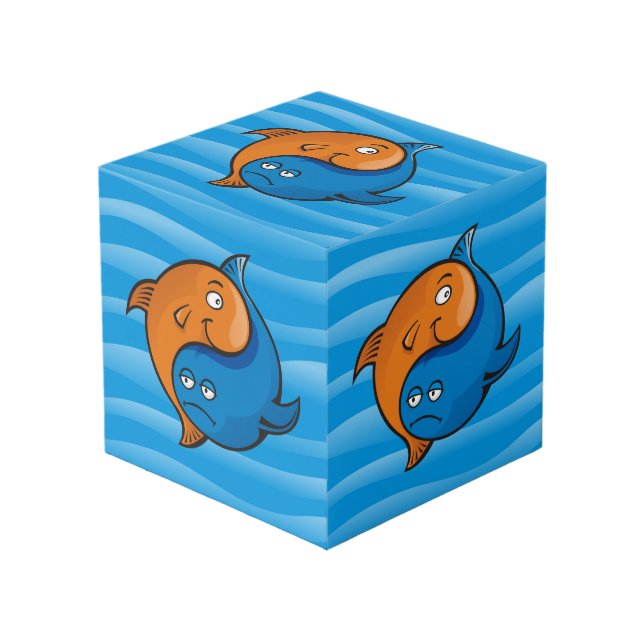 Yin Yang Fish Cartoon Cube (Front Angled)