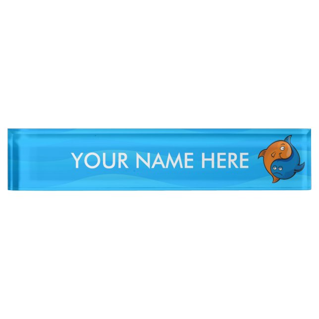 Yin Yang Fish Cartoon Desk Name Plate (Front)