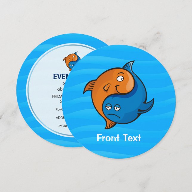 Yin Yang Fish Cartoon Invitation (Front/Back)