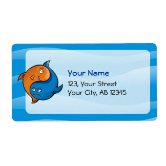 Yin Yang Fish Cartoon Label