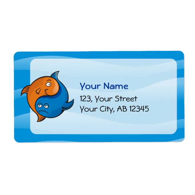 Yin Yang Fish Cartoon Label (Front)