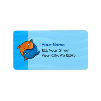 Yin Yang Fish Cartoon Label