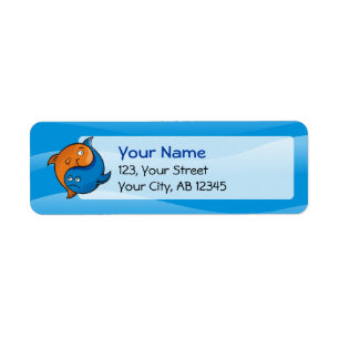 Yin Yang Fish Cartoon Label