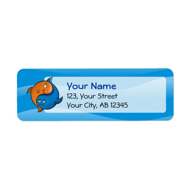 Yin Yang Fish Cartoon Label (Front)