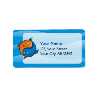 Yin Yang Fish Cartoon Label