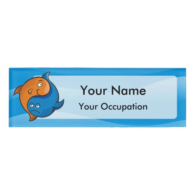 Yin Yang Fish Cartoon Name Tag (Front)
