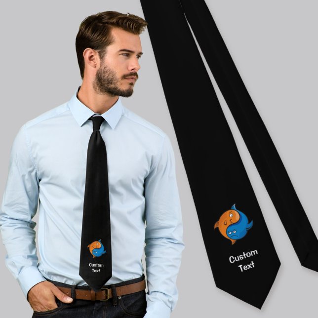 Yin Yang Fish Cartoon Neck Tie (Creator Uploaded)