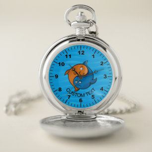 Yin Yang Fish Cartoon Pocket Watch