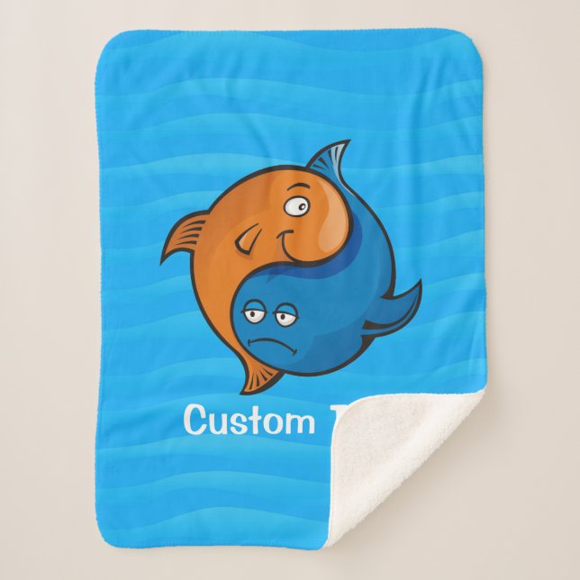 Yin Yang Fish Cartoon Sherpa Blanket (Front)