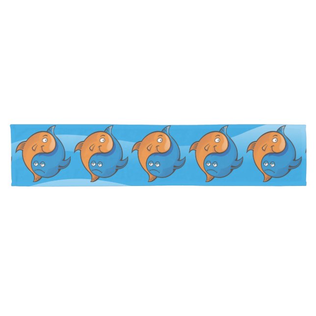 Yin Yang Fish Cartoon Short Table Runner (Horizontal)