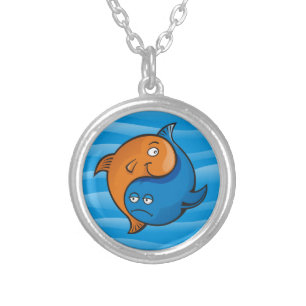 Yin Yang Fish Cartoon Silver Plated Necklace