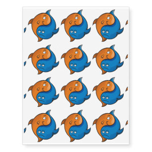 Yin Yang Fish Cartoon Temporary Tattoos