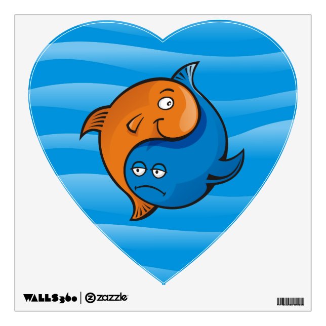 Yin Yang Fish Cartoon Wall Decal (Front)