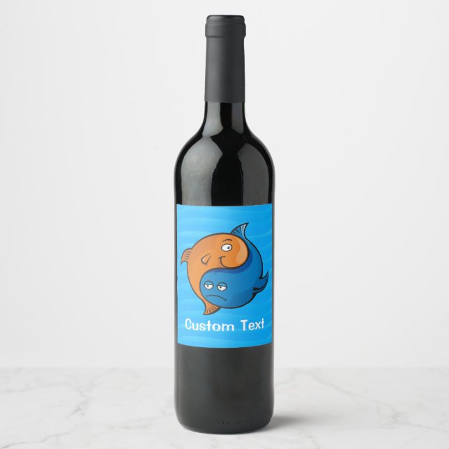Yin Yang Fish Cartoon Wine Label (Front)