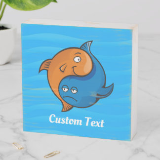 Yin Yang Fish Cartoon Wooden Box Sign