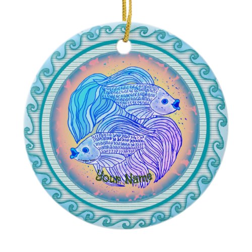 Yin Yang Fish  Ceramic Ornament