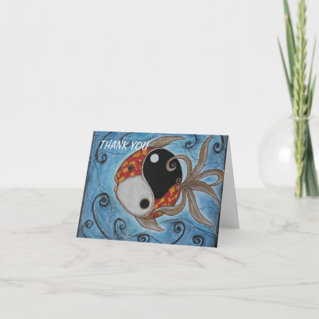 Yin Yang Fish Letterpress Thank You Card (Front)