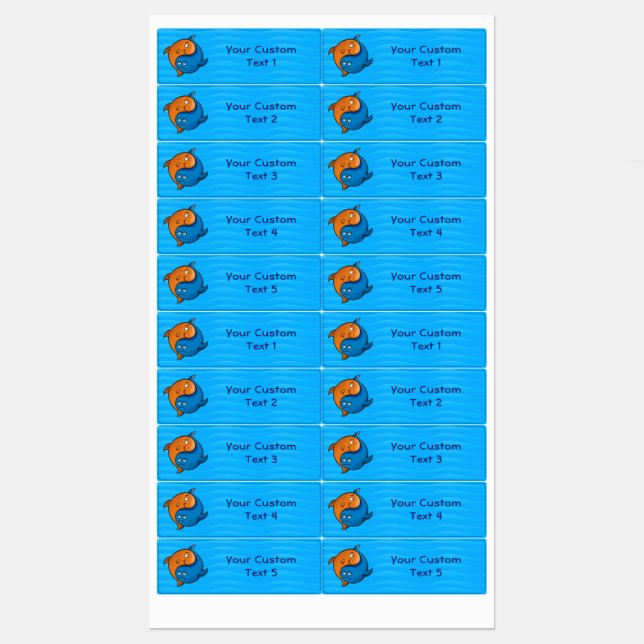 Yin Yang Fish Medium Rectangle Labels (Sheet)