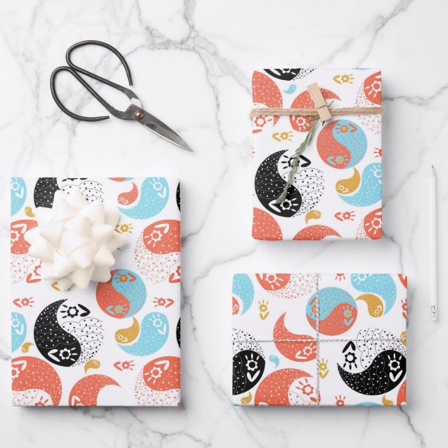 Yin Yang Fish Wrapping Paper Sheets (Front)