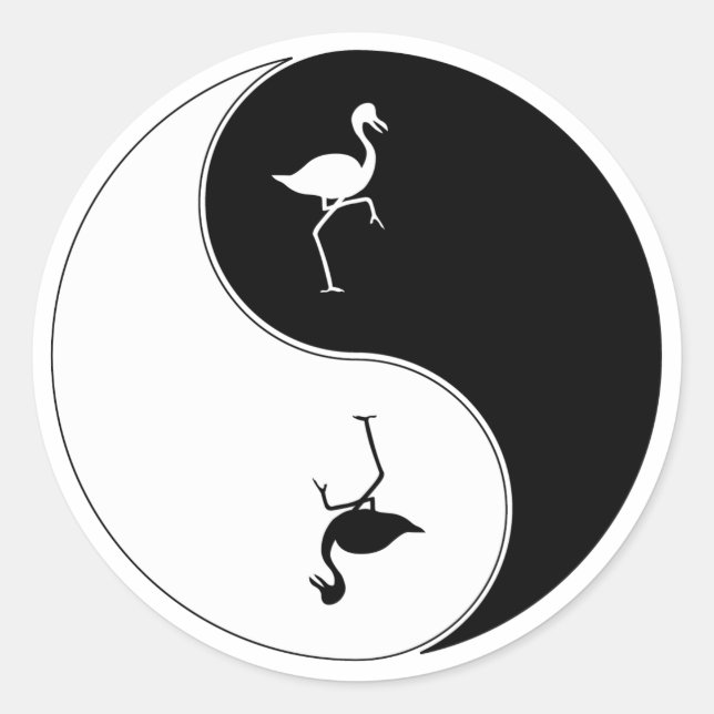 Yin Yang Flamingo Classic Round Sticker (Front)
