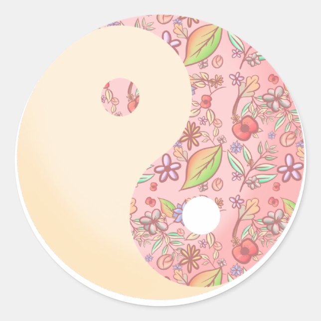 Yin Yang Floral  Classic Round Sticker (Front)
