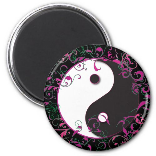 Yin  Yang Floral Design Magnet