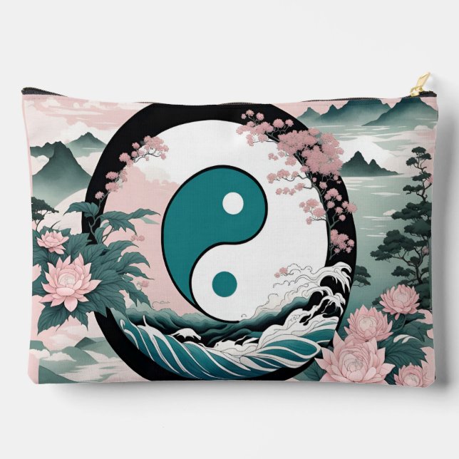 Yin Yang, Floral Mountain  Accessory Pouch (Back)