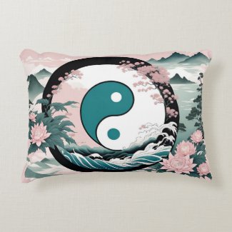 Yin Yang, Floral Mountain Pink Sage Teal