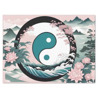 Yin Yang, Floral Mountain Pink Sage Teal