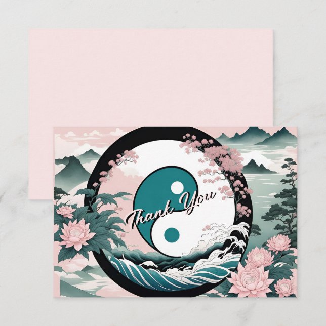 Yin Yang, Floral Mountain Thank you Card (Front/Back)