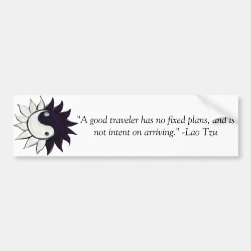 Yin_Yang flower and Lao Tzu quote Bumber Sticker