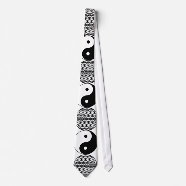 Yin Yang -flower of life Neck Tie (Front)