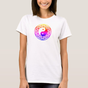 Yin Yang Flower of Life Rainbow T-Shirt