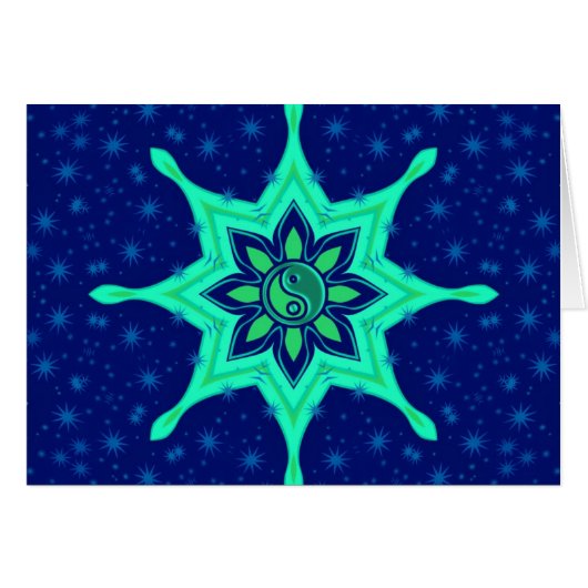 Yin Yang Flower Stars Card (Front Horizontal)