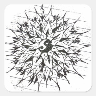 Yin-Yang flower sticker